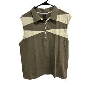 Fairway Golf & Resort Stripes Button Up Sleeveless Polo Shirt Size XL Sporty